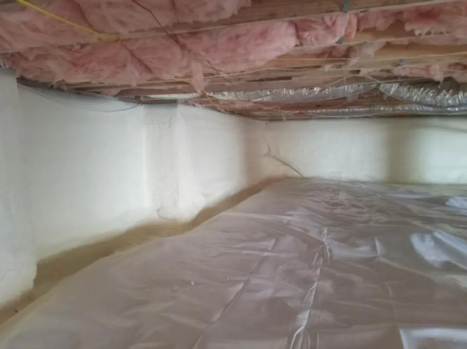 Crawl space encapsulation with closed-cell spray foam for Commercial Roof Restoration in Bull Run
